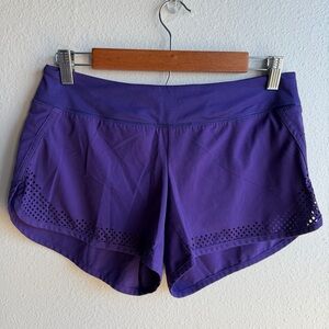 Athleta Bundle Purple Lime Green Women’s Size S Laser Cutout Hem Running Shorts
